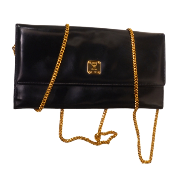 MCM Handbags - MCM | Vintage Black Patent Leather Shoulder Bag / Clutch